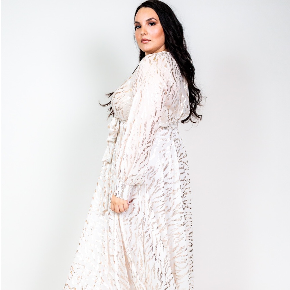 Plus Size ‘Isabella’ Chiffon Metallic Maxi Dress - Picture 4 of 6